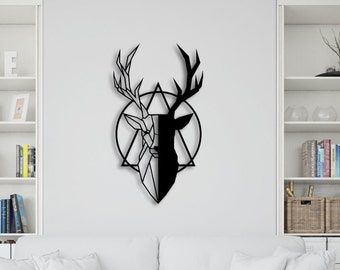 Geometric Deer Metal Wall Art: Modern Home Decor