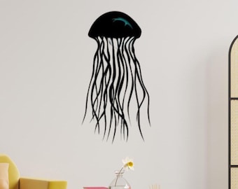 Metal Jellyfish Wall Art: 3D Ocean Decor (13x29")
