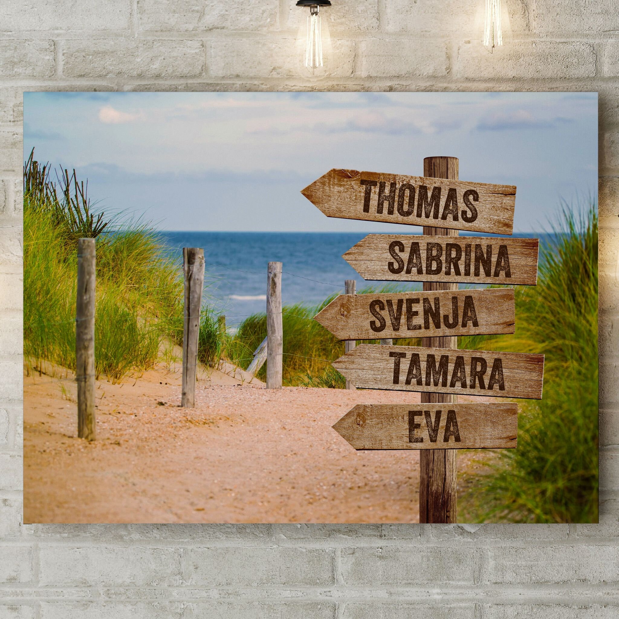 Personalized canvas for families: "Summer signpost", birthday gift, Christmas gift, photo canvas with name