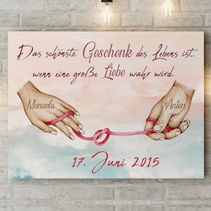 Personalisierte Leinwand für Paare: &quot;Geschenk des Lebens&quot;, Geburtstagsgeschenk, Weihnachtsgeschenk, Fotoleinwand mit Namen