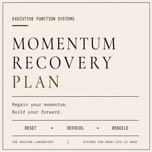Momentum Recovery Plan | ADHD Printable PDF | Restart After Burnout | Executive Dysfunction Support | Instant Download