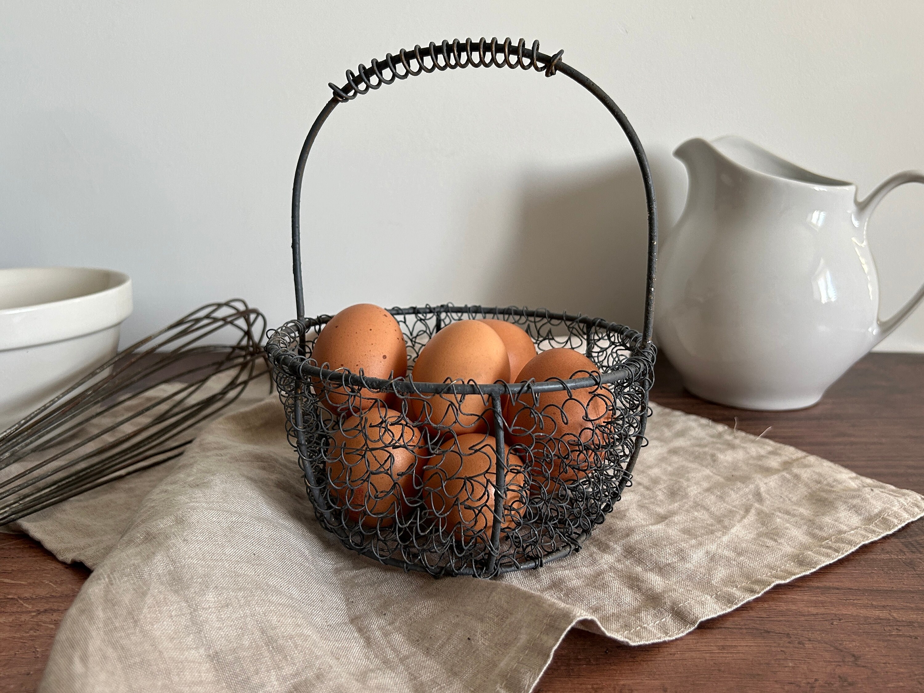 Vintage Small Wire Egg Basket Etsy