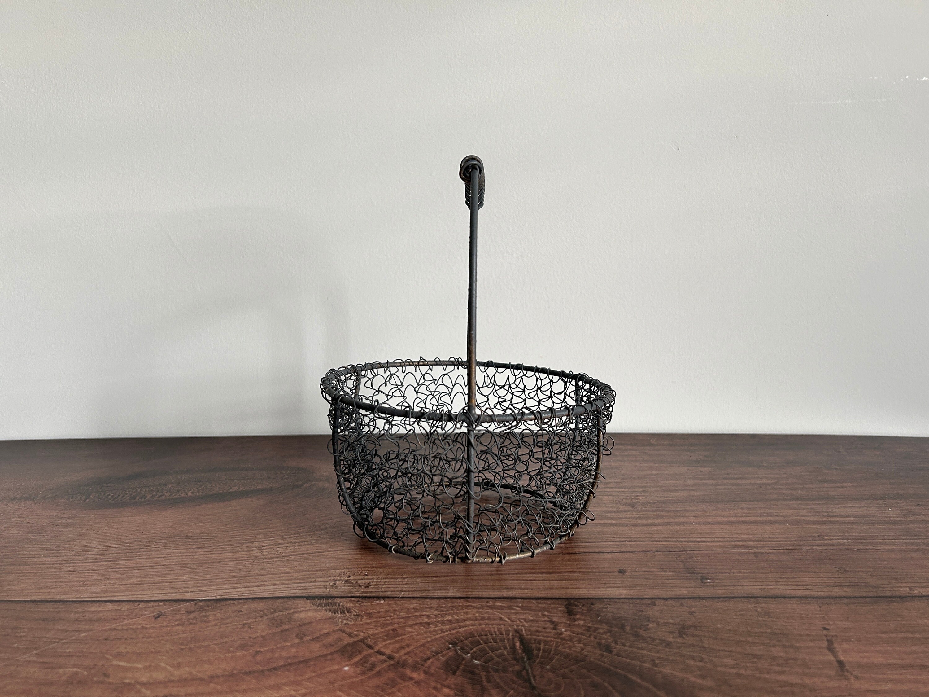 Vintage Small Wire Egg Basket Etsy