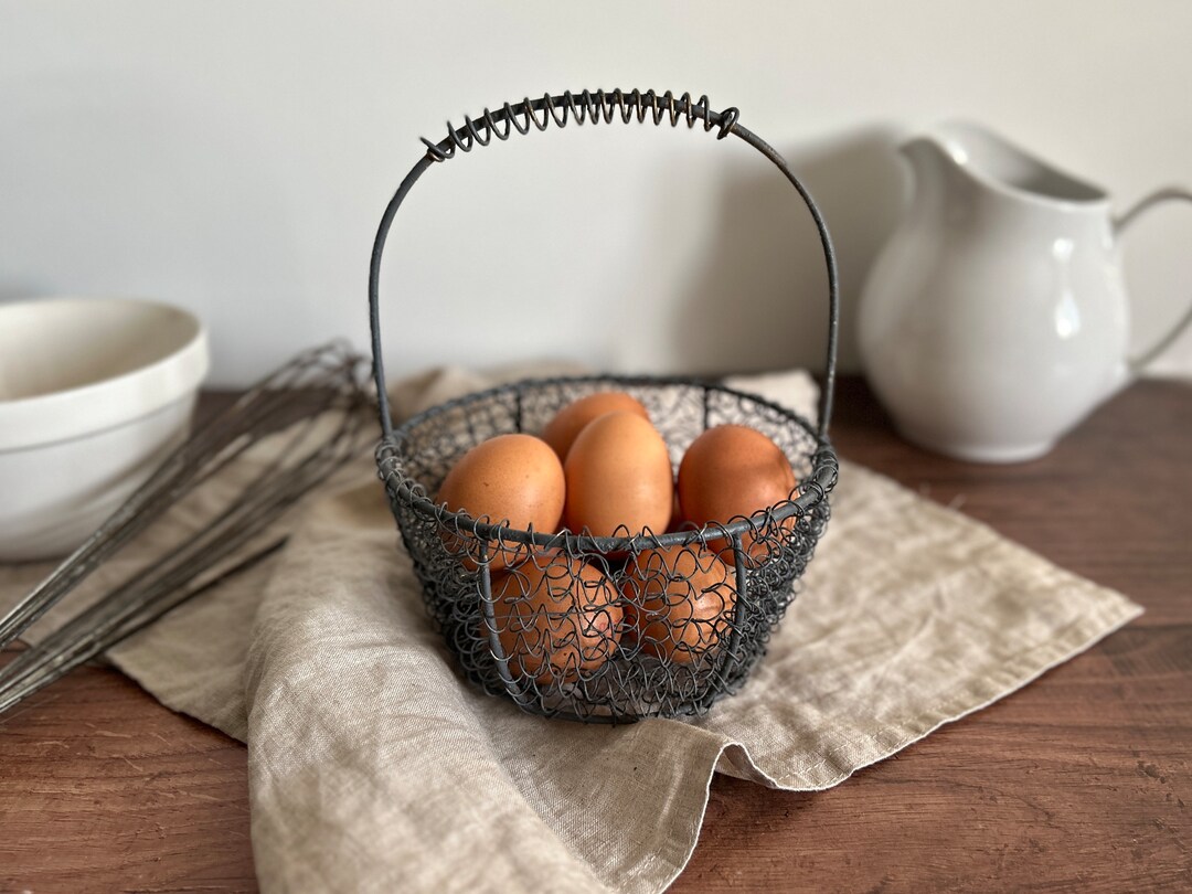Vintage Small Wire Egg Basket Etsy