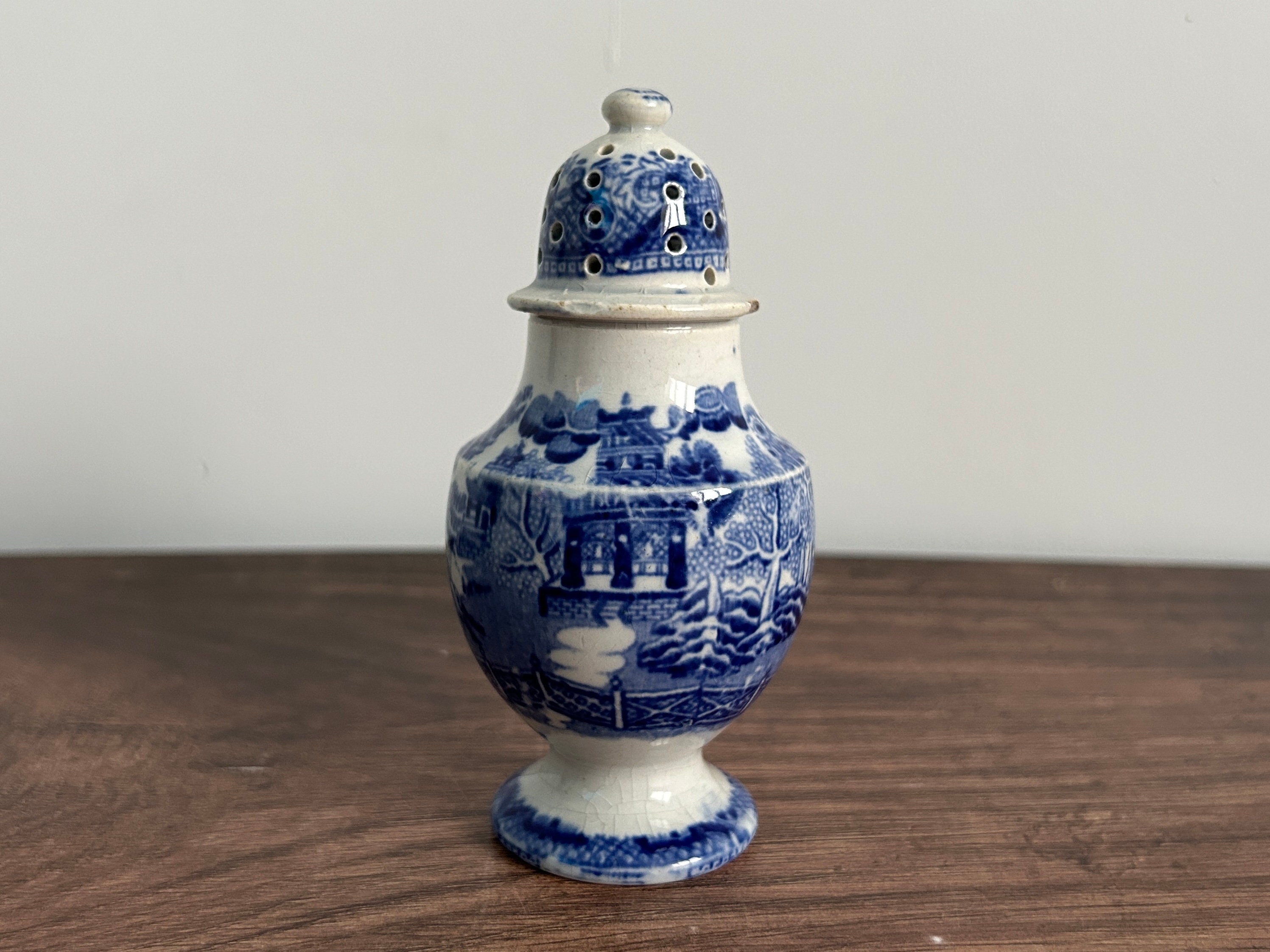 Antique ironstone sugar sifter shaker blue willow pattern etsy