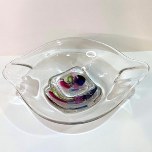 Murano Art Glass Bowl With Colorful Pieces - Vintage