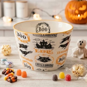 Halloween Candy Bowl by Angela Staehling for Magenta, Booville Sketchbook Series 2018, Spooky Crow and Haunted House Decor
