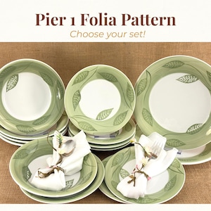 Pier 1 Folia Green Leaf Dinnerware – Open Stock Plates & Bowls - Italy Collection