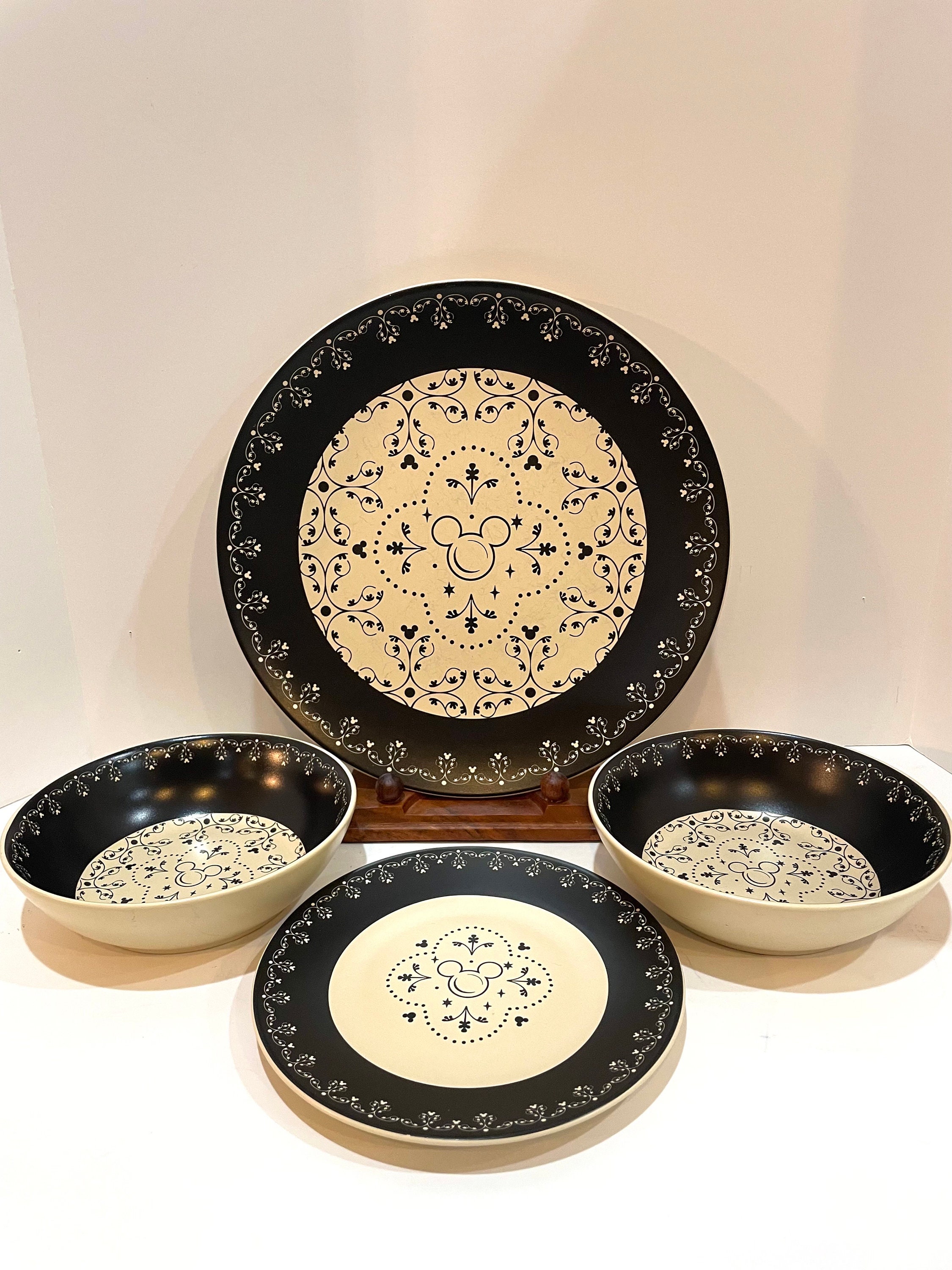 Disney Parks Mickey Icon Dinnerware Black Cream 1pc Replacement Etsy Canada
