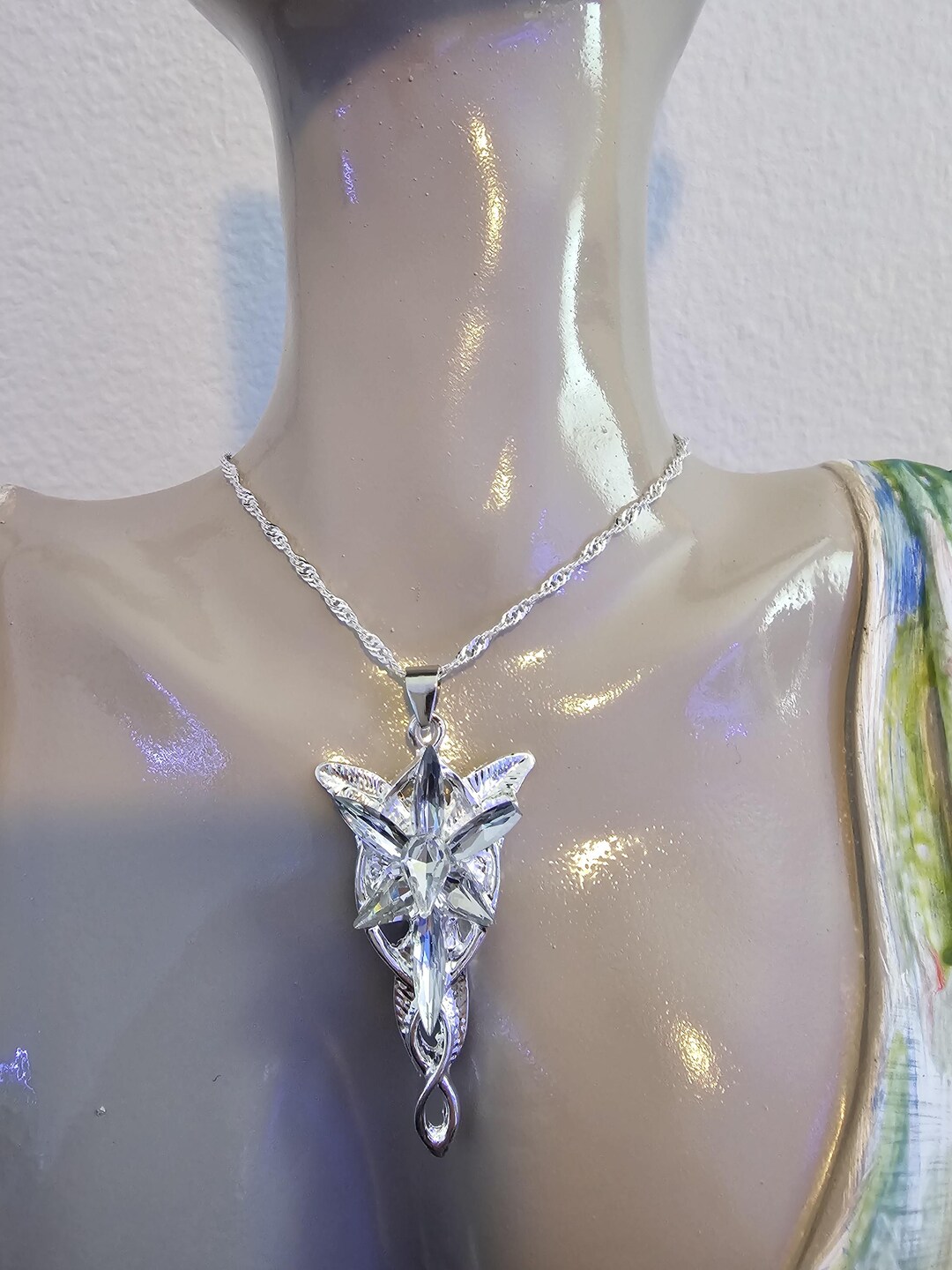 WSNANG Arwen Evenstar Necklace - Lord Of The Rings Inspired Jewelry, Alloy Pendant With Velvet Pouch