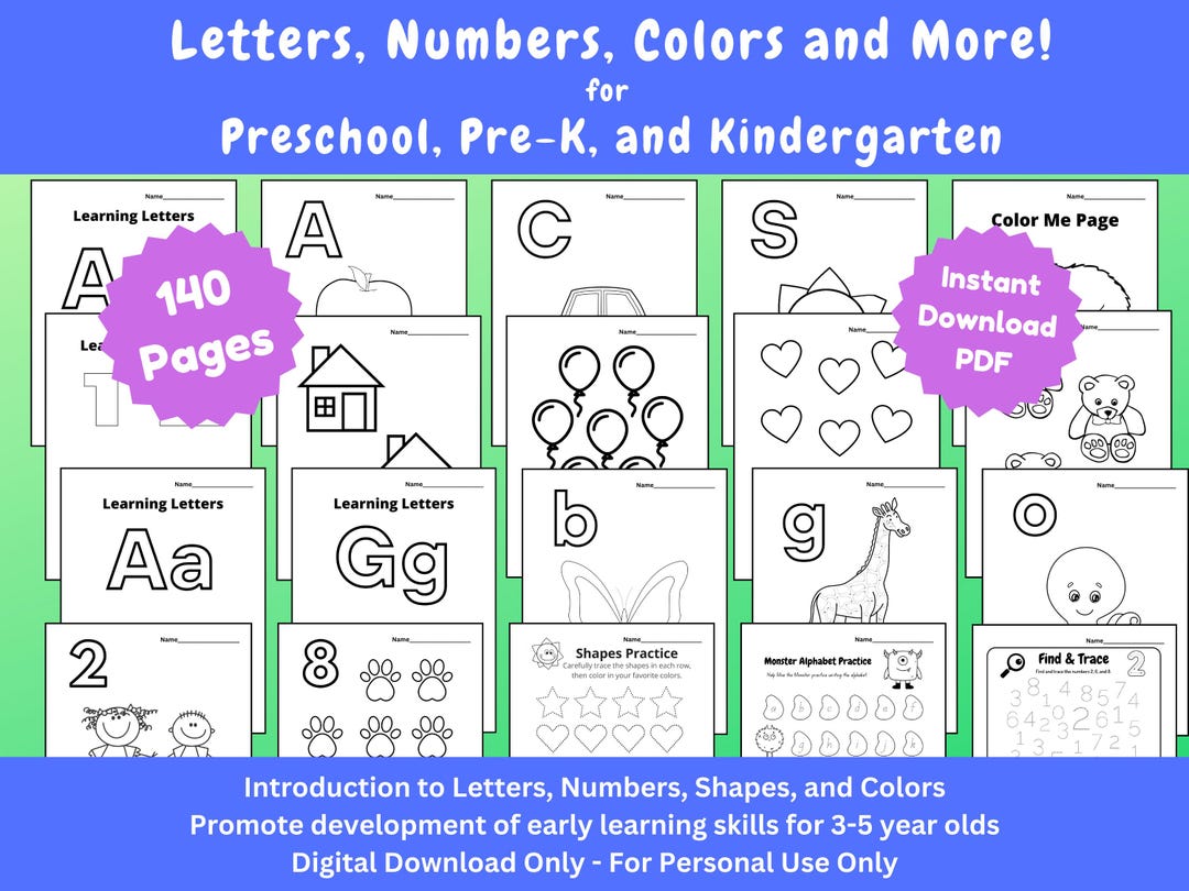 Abc Col Letters, Numbers, Colors and More!, Printable Worksheets Bundle ...