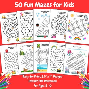 50 Fun Mazes for Kids: Printable Children's Activities (PDF) image 3