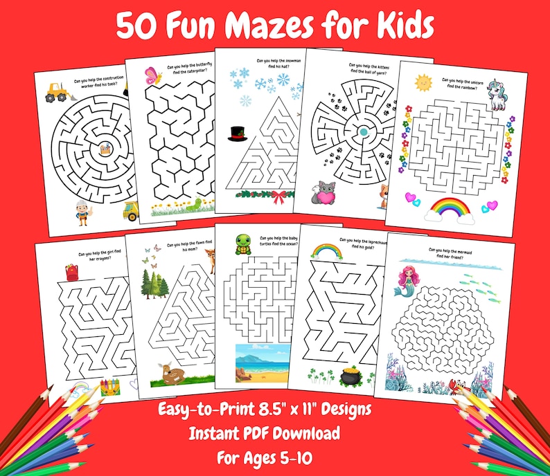50 Fun Mazes for Kids: Printable Children's Activities (PDF) image 3