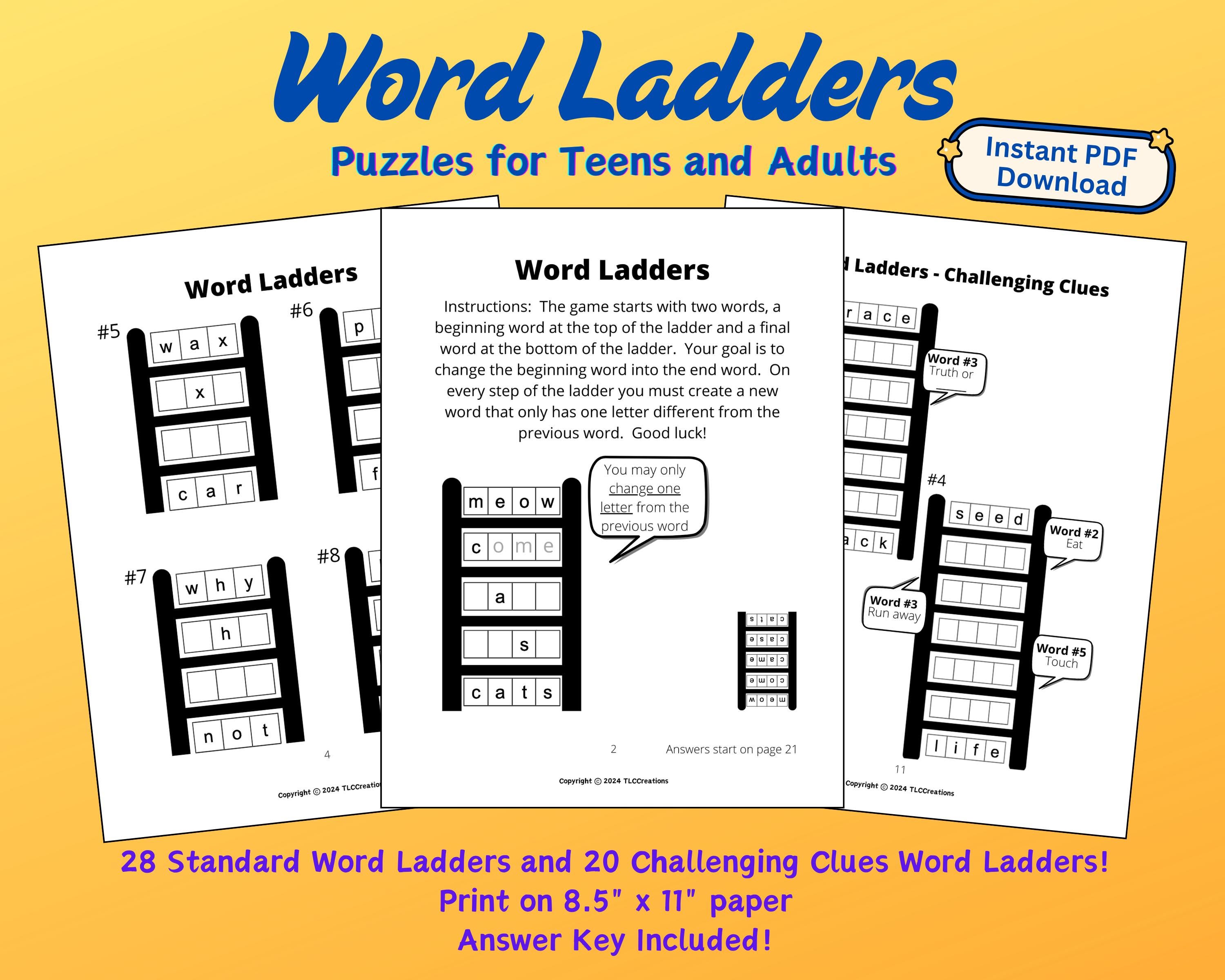 Word Games for Adults and Teens, Fun Printable Word Puzzles