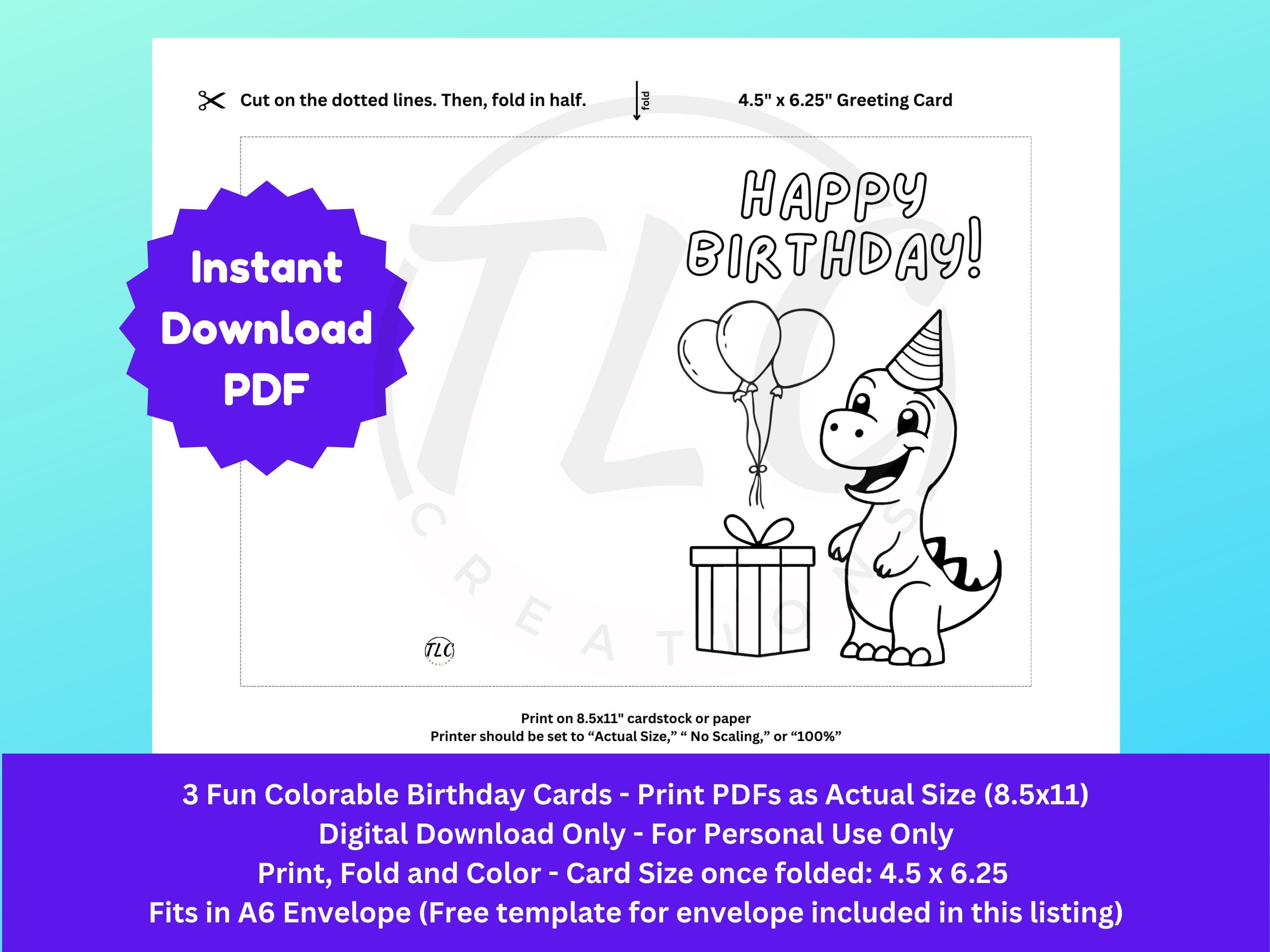 Printable Happy Birthday Coloring Cards for Kids | DIY Kids' Greeting ...