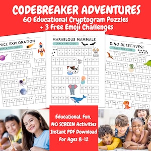 Codeknacker-Abenteuer: Ein Kryptogramm-Rätselbuch für Kinder von 8 bis 12 Jahren, 60 lustige Geheimcode-Wortspiele – Weltraum, Tiere, Wissenschaft & mehr, PDF