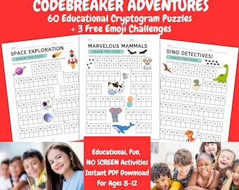 Codebreaker Adventures: A Cryptogram Puzzle Book for Kids Ages 8–12, 60 Fun Secret Code Word Games - Space, Animals, Science & More, PDF