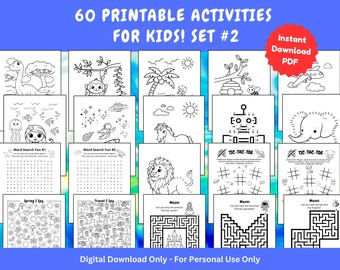 Pacote de Atividades Infantis: 60 Jogos e Quebra-Cabeças para Imprimir (PDF) - Desenhos para Colorir, Labirintos, Caça-Palavras, Ligue os Pontos e muito mais! Download Imediato