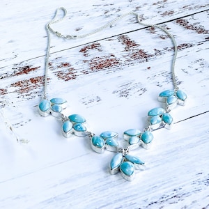 Trinity Larimar Necklace, Sterling Silver 925, Authentic Dominican Larimar gemstone, unique gifts, unique jewelry, gifts for her, rare find