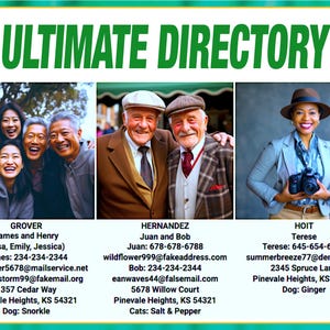 ULTIMATE DIRECTORY —Our Maximum-Flexibility template for churches, schools, and all orgs to generate powerful Customized Member Directories!