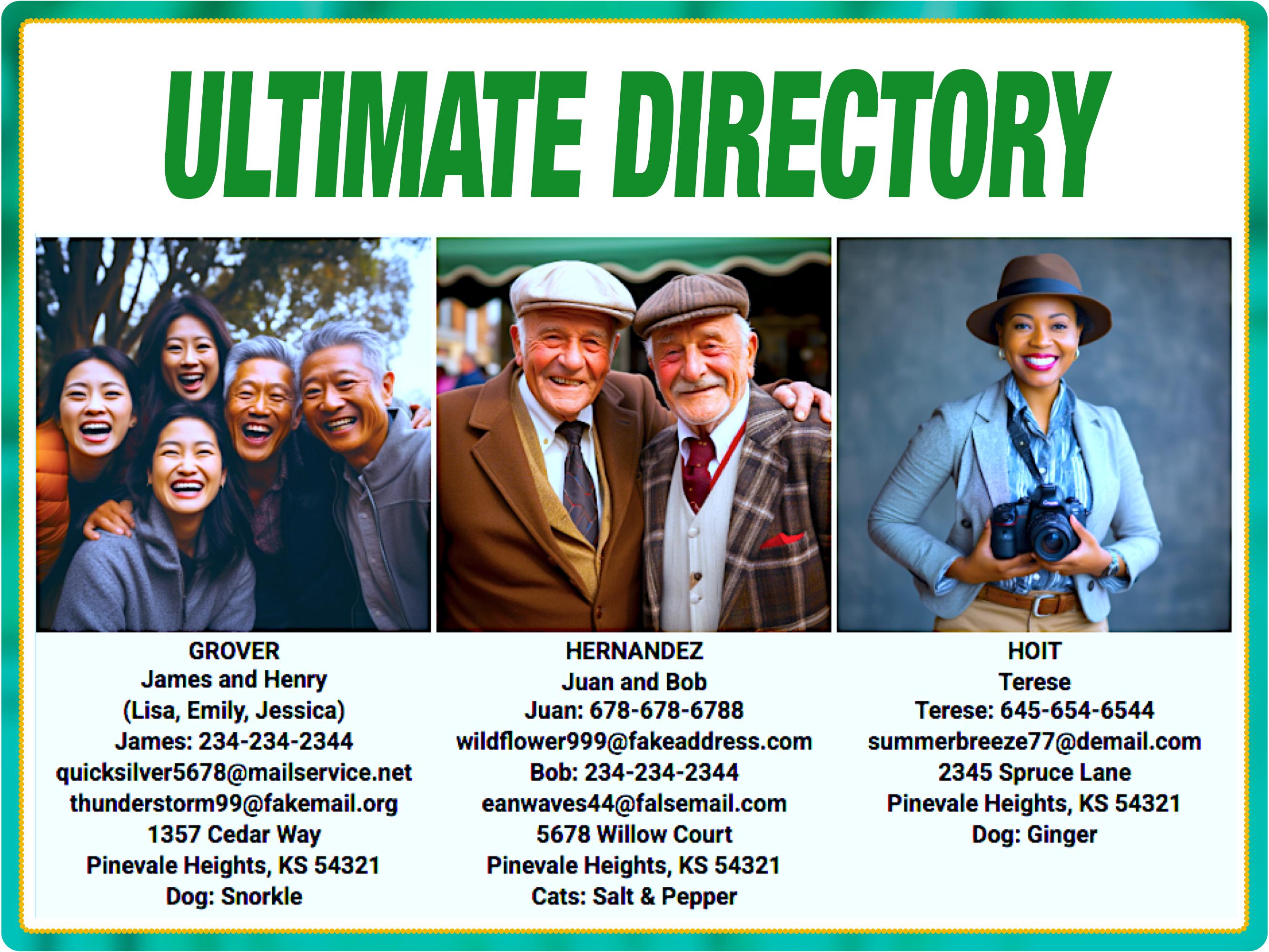 ULTIMATE DIRECTORY —Our Maximum-Flexibility template for churches, schools, and all orgs to generate powerful Customized Member Directories!