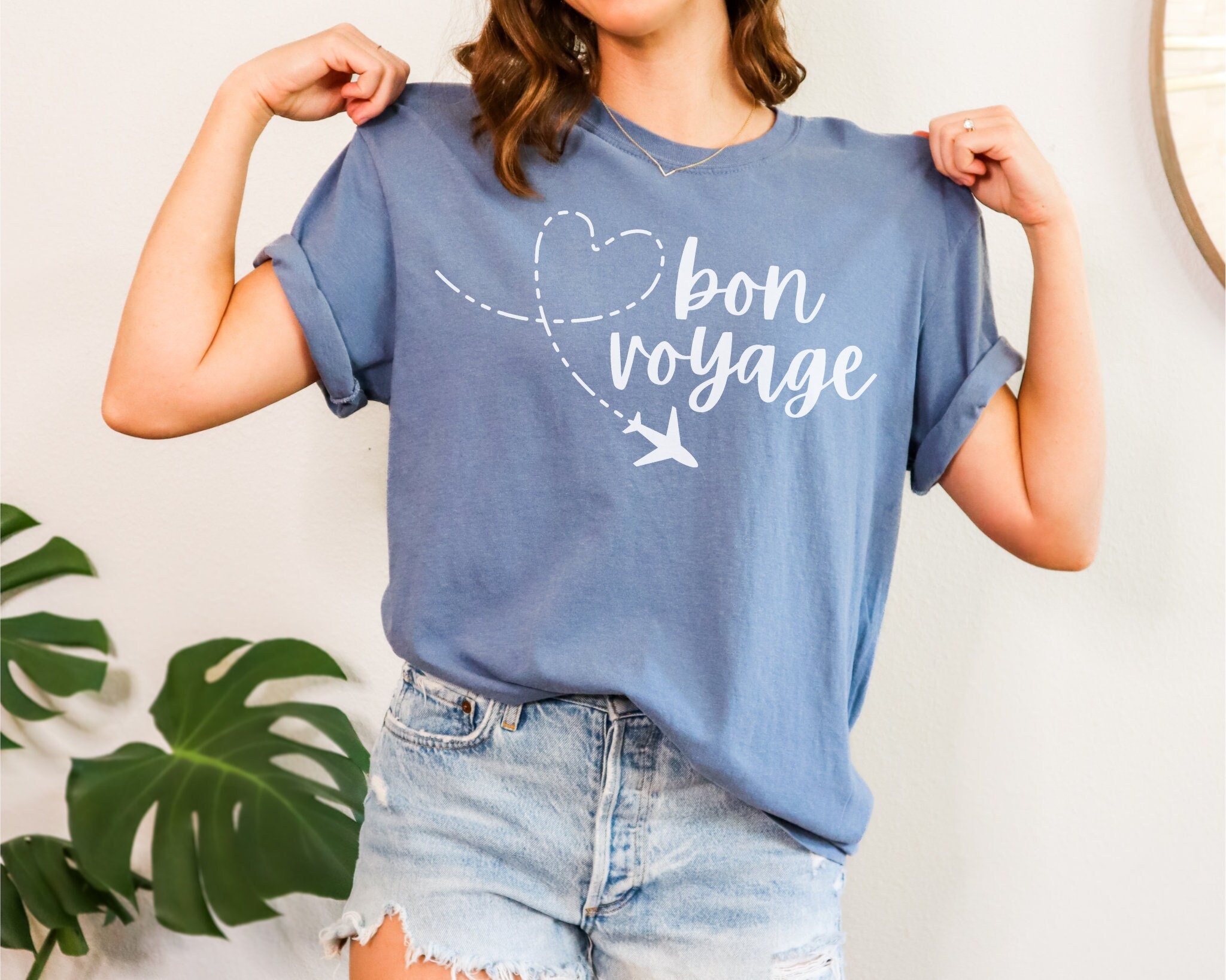 ★SATUR★ Bon Voyage Low Cut Applique Short Sleeve T-Shirt S Bon Voyage Tshirt - Etsy