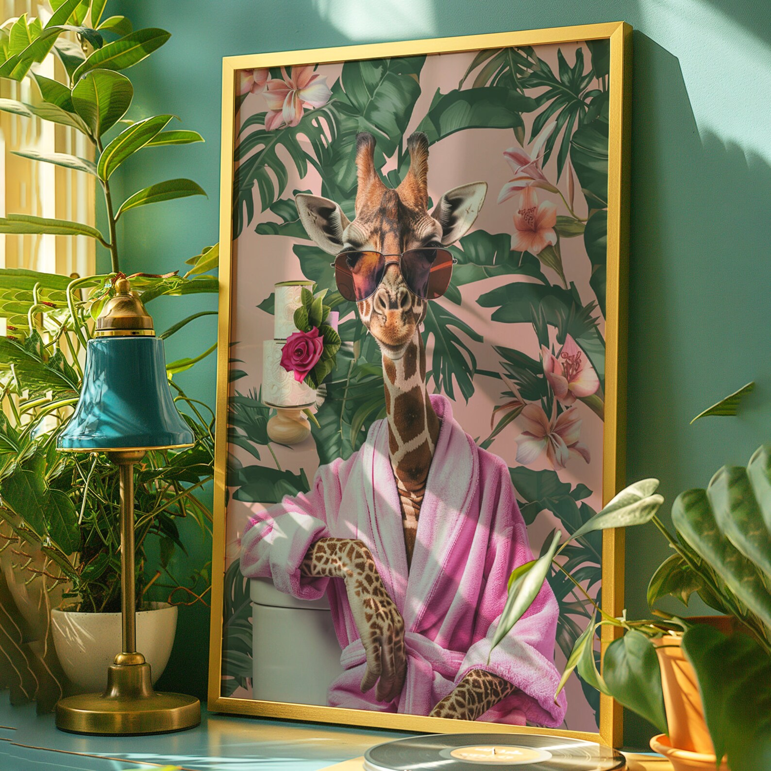 Aesthetic Bathroom Prints, Giraffe Animal Maximalist Wall Art, Trendy ...