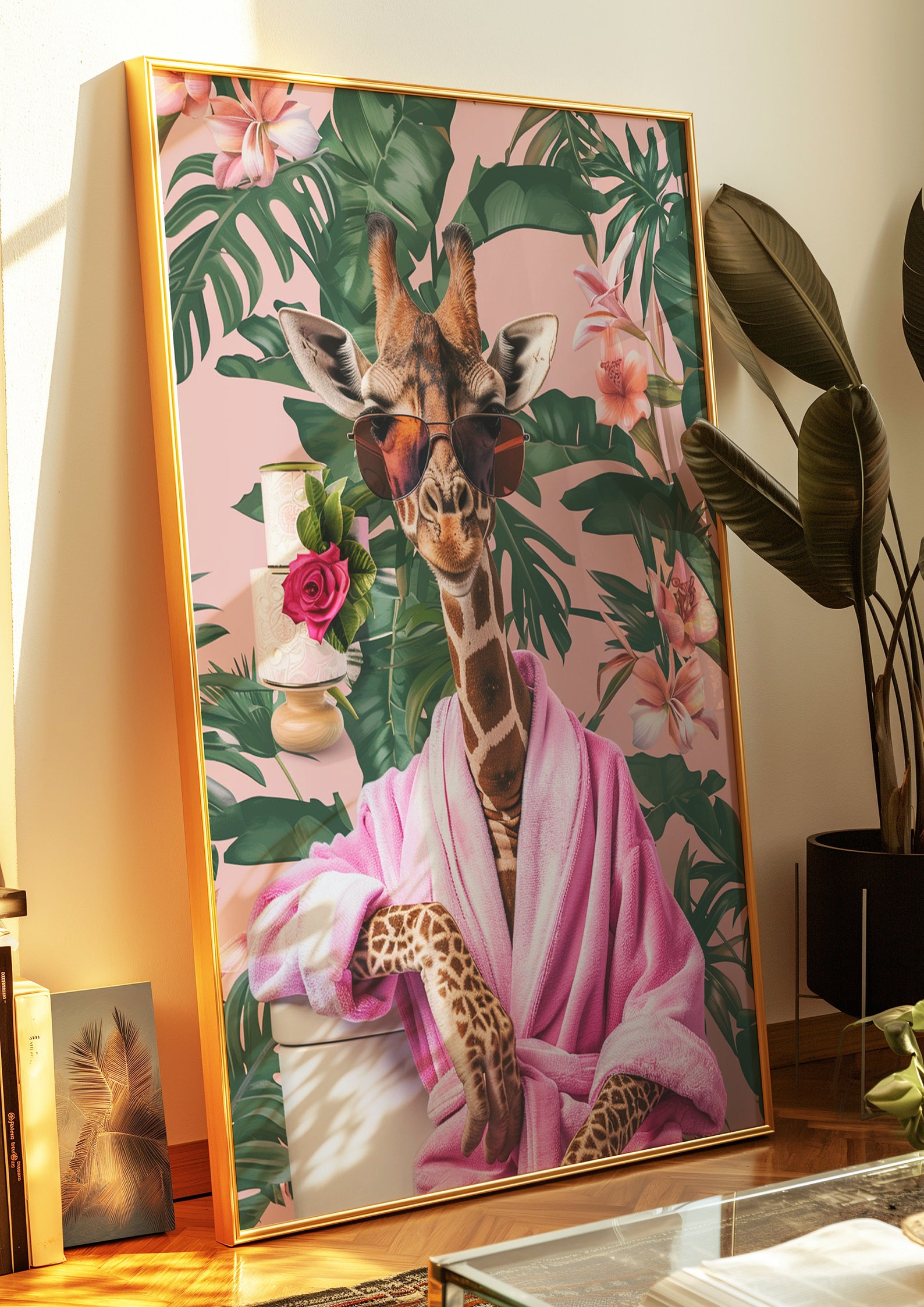 aesthetic-bathroom-prints-giraffe-animal-maximalist-wall-art-trendy