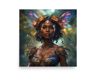 Beautiful African American Fairy For a Girl's Room Poster, Fairy Art, Black Girl Magic Poster #8