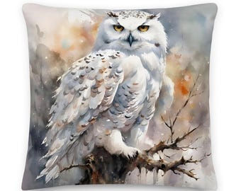 Fukeen Federa Per Cuscino Quadrata 45x45 Cm Con Gufo - In Misto Cotone E Lino, Stampa Digitale, Cerniera Nascosta (Solo Federa, Imbottitura Esclusa) - 4