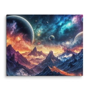 Dreamy Galaxy Canvas - Sci-fi Outer Space Wall Art, Cosmic Starry Night Skies - Beautiful Alien Landscape, Surreal Dreamscape Art
