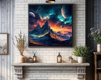 Alien Landscape Art Print – Moonscape #1 Surreal Space Wall Decor