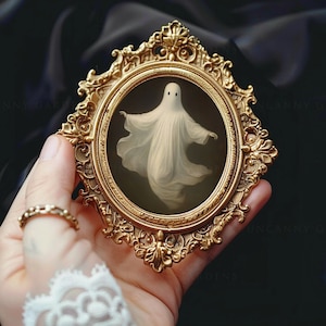 Tiny Ghost Art Print, Cute Sheet Ghost Painting, Little Ghost, Gothic Print Halloween Wall Art Print, Dark Academia Art, Miniature Art G123