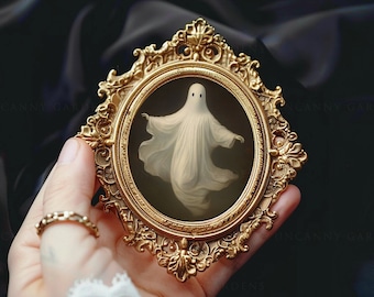 Tiny Ghost Art Print, Cute Sheet Ghost Painting, Little Ghost, Gothic Print Halloween Wall Art Print, Dark Academia Art, Miniature Art G123