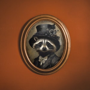 Gentleman Raccoon Portrait, Raccoon Painting, Cottagecore Print, Raccoon Art Print, Raccoon Lover Gift, Whimsical Art, Cabin Decor AD33