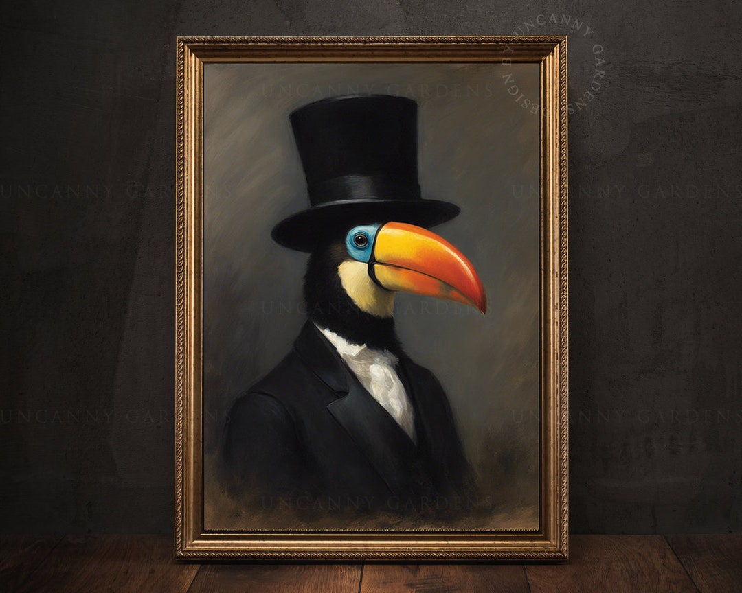 Dapper Toucan Bird in Suit and Top Hat, Tropical Animal Art Print ...