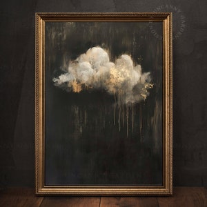Dark Moody Cloud Print, Dark Academia Decor, Romantic Cottagecore, Vintage Style Oil Painting, Gothic Home Decor, Above Bed Wall Art, 0006