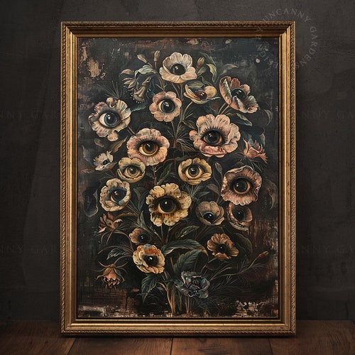 Botanical Goth Print, Victorian Gothic Home Decor, Witchy Goth Room, Dark Cottagecore, Macabre Wall Art, Surreal Collage, Forestcore M23