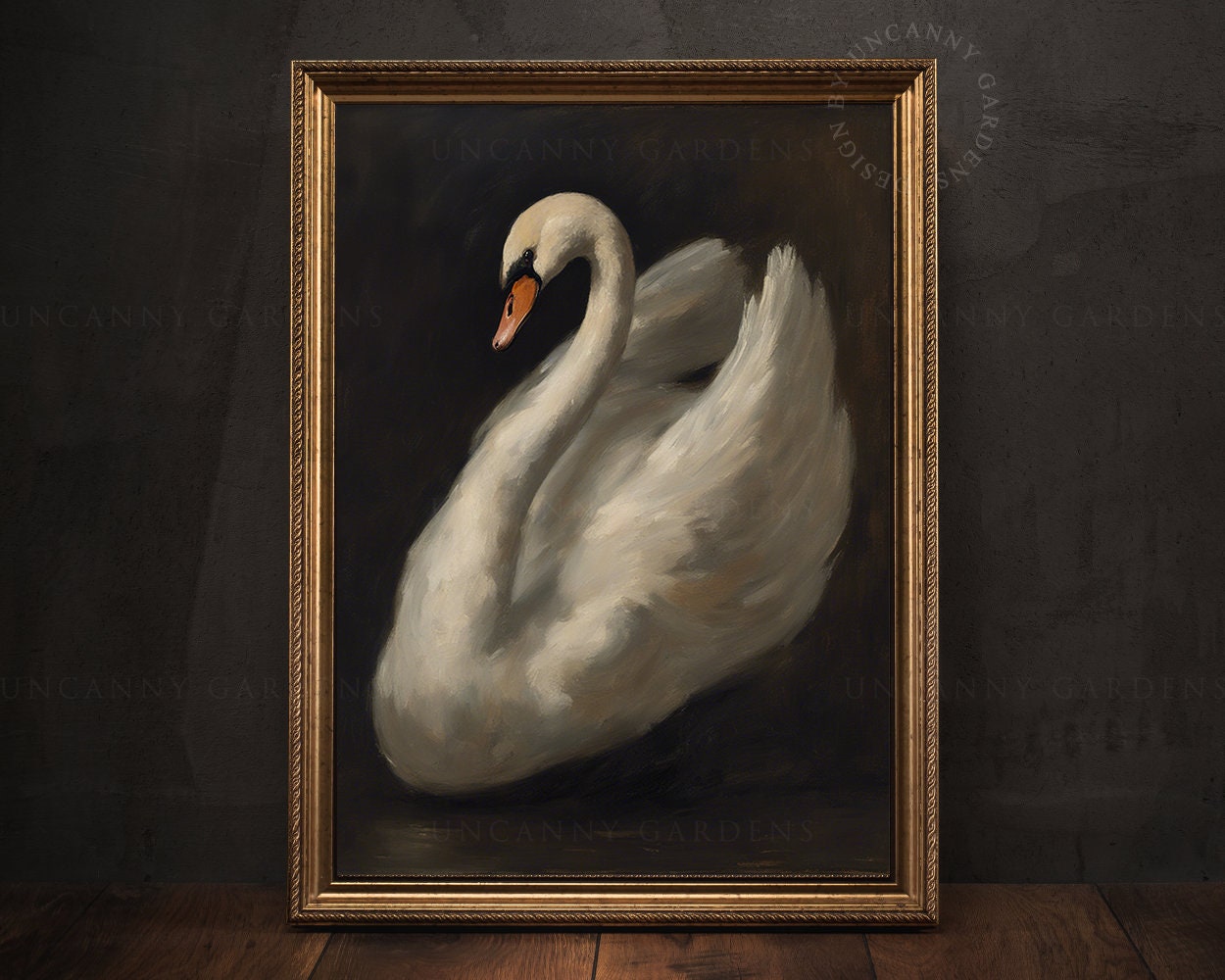 Vintage Swan Wall Art, Dark Academia Print, Dark Moody Prints