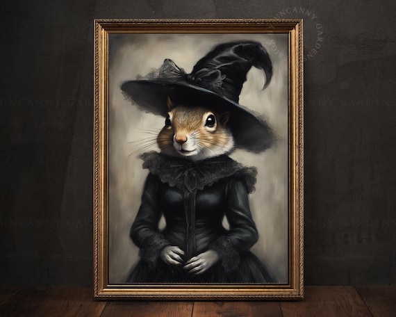 Chipmunk Witch Art Print, Victorian Squirell Decor, Witchy Gift