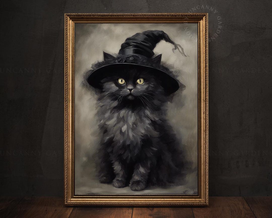 Black Cat Halloween Wall Decor, Gothic Home Decor, Dark Academia, Cat ...
