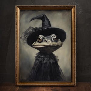 Dark Cottagecore Victorian Toad Witch Art Print, Witchy Goth Wall Decor, Dark Academia, Goblincore, Gothic Frog Home Decor, Witchcraft 243