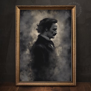 Edgar Allan Poe Portrait Art Print, Gothic Wall Art, Book Lover Gift, Dark Academia Decor, Literary Art Print, Gothic Literature  S1
