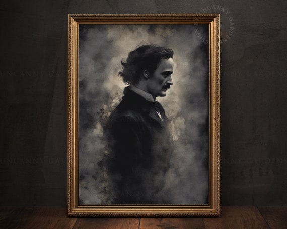 Edgar Allan Poe Dark Academia Print - Gothic Aesthetic Art - Unique Gift for Literature Lovers - Dark Library Decor S1