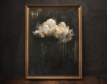Dark Moody Cloud Print, Dark Academia Decor, Romantic Cottagecore, Vintage Style Oil Painting, Gothic Home Decor, Above Bed Wall Art, D01