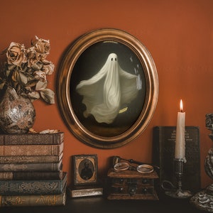Ghost Art Print, Sheet Ghost Decor, Cute Little Ghost, Spooky Gothic Print Halloween Wall Art Halloween Print Dark Moody Print Wall Art G124