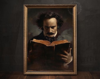 Edgar Allan Poe Portrait, Victorian Gothic Wall Decor, Dark Academia Wall Art Print, Dark Aesthetic Wall Art, Book Reading Nook Decor, 035