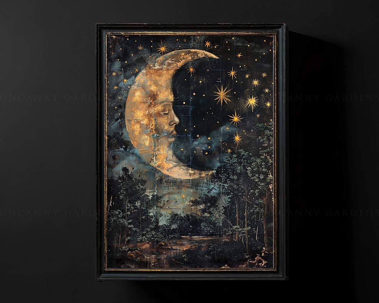 「MOON.」CLARITY ART Moon & Stars, Celestial Witch Wall Art Print, Dark Academia