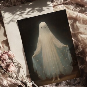 Spooky Cute Ghost Art Print, Cute Little Ghost Poster, Creepy Cute ...