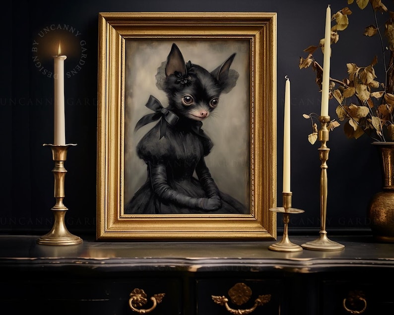 Victorian Bat, Halloween Wall Art, Dark Coquette Room Decor, Moody
